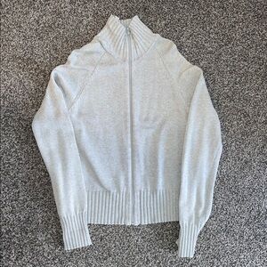 H&M Vintage Y2K Grey Zip-Up Sweater Jacket Cropped Cotton Size 12 Large